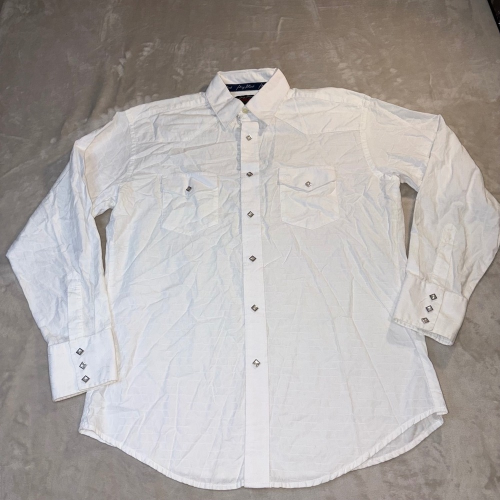 Wrangler George Strait Troubadour White Textured Western Snap Shirt Mens Large